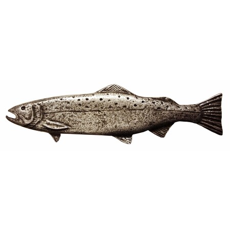 Buck Snort Distinctive Decorative Hardware Long Trout Left Facing 2-15/16-in Center to Center Pewter Ox Cabinet Pull PL00320-5100